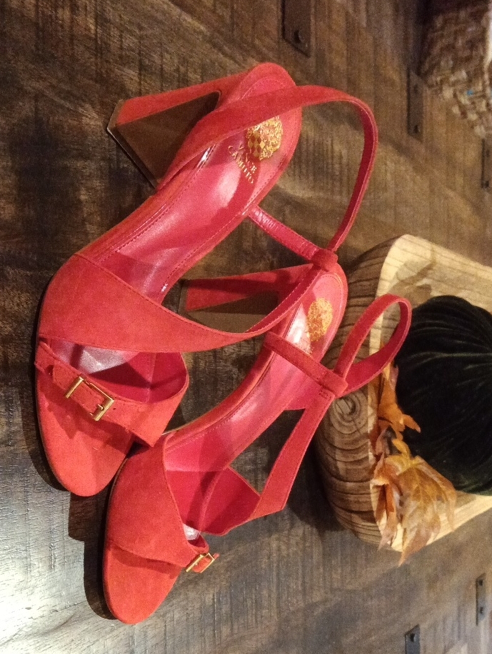 Vince Camuto Red Suede Slingback Block Heels